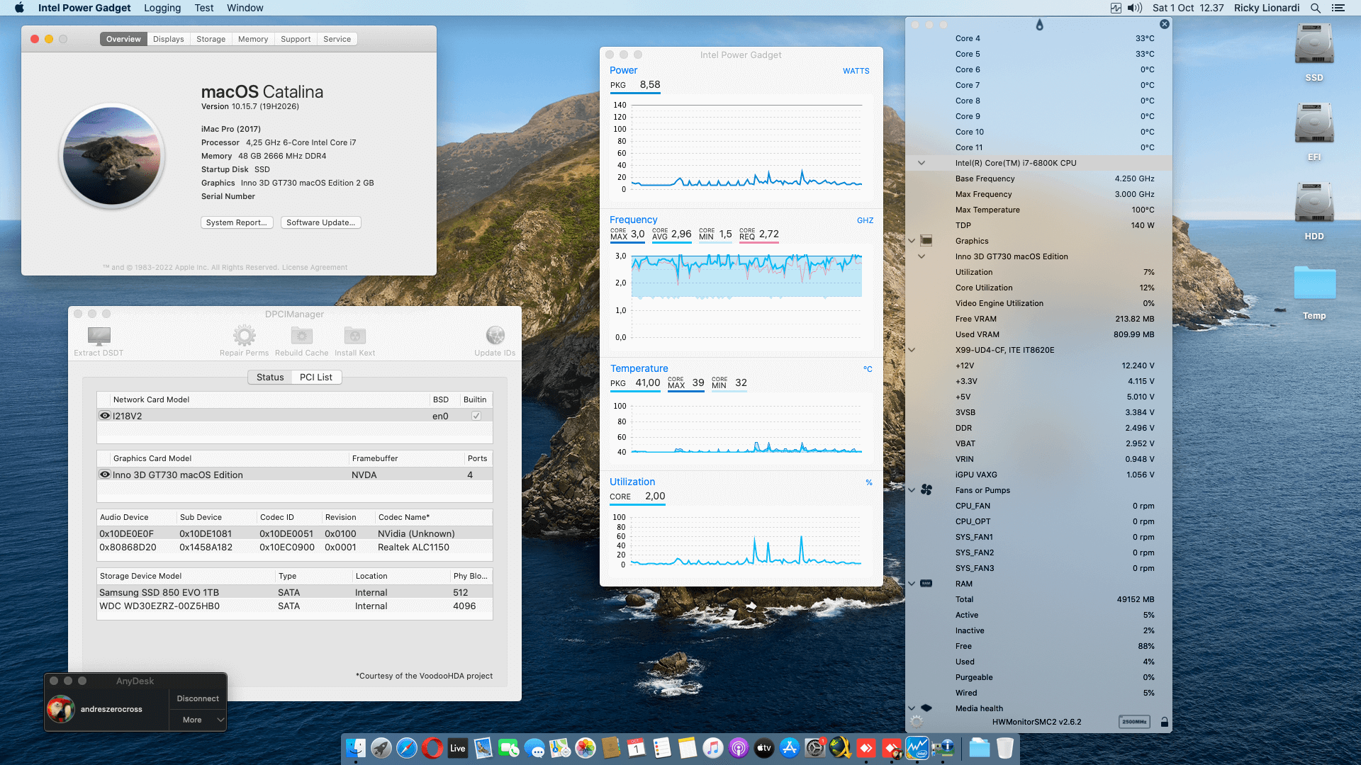 Success Hackintosh macOS Catalina 10.15.7 Build 19H2026 in Gigabyte GA-X99-UD4 + Intel Core i7 6800K + Inno 3D GT730
